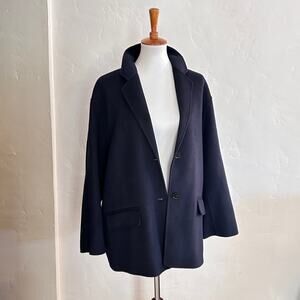 Navy Relaxed Zara Wool Blend Coat, Size M-L
